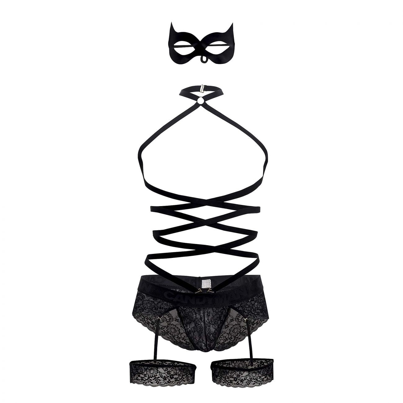 CandyMan 99483 Lace Garter Bodysuit Black