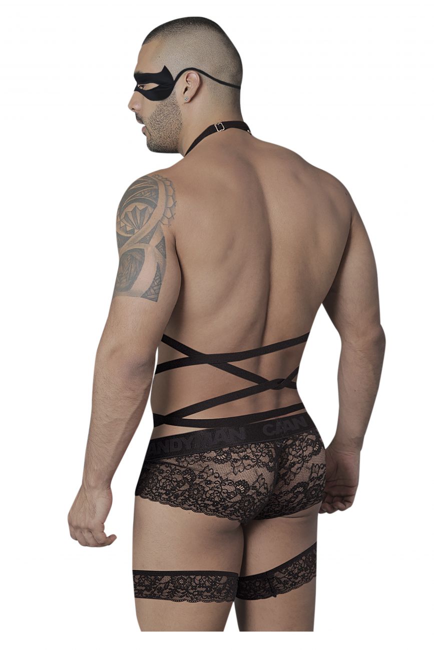CandyMan 99483 Lace Garter Bodysuit Black