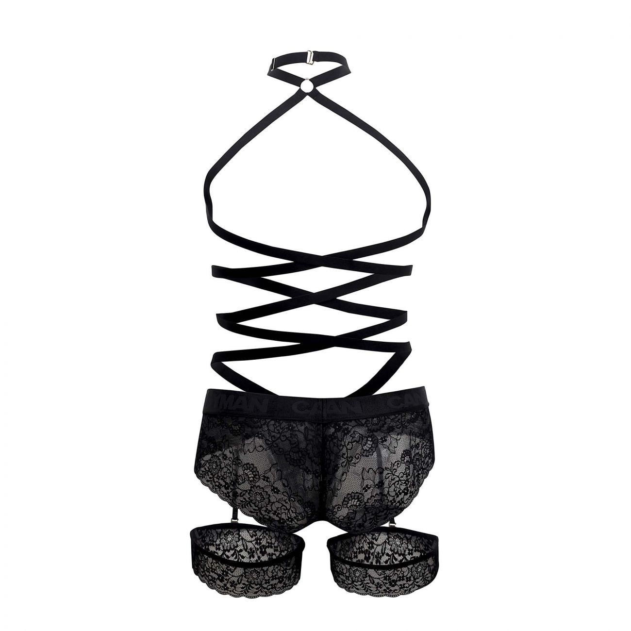 CandyMan 99483 Lace Garter Bodysuit Black