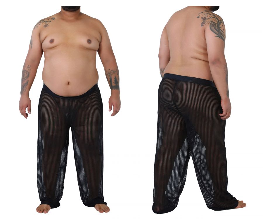 CandyMan 99496X Mesh Lounge Pants Black Plus Sizes