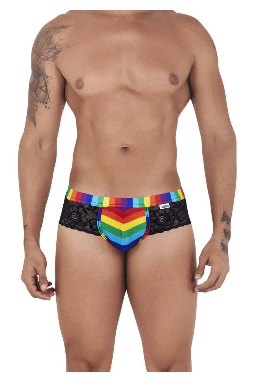 SALE - CandyMan 99498 Pride Lace Jockstrap Brief Black Rainbow