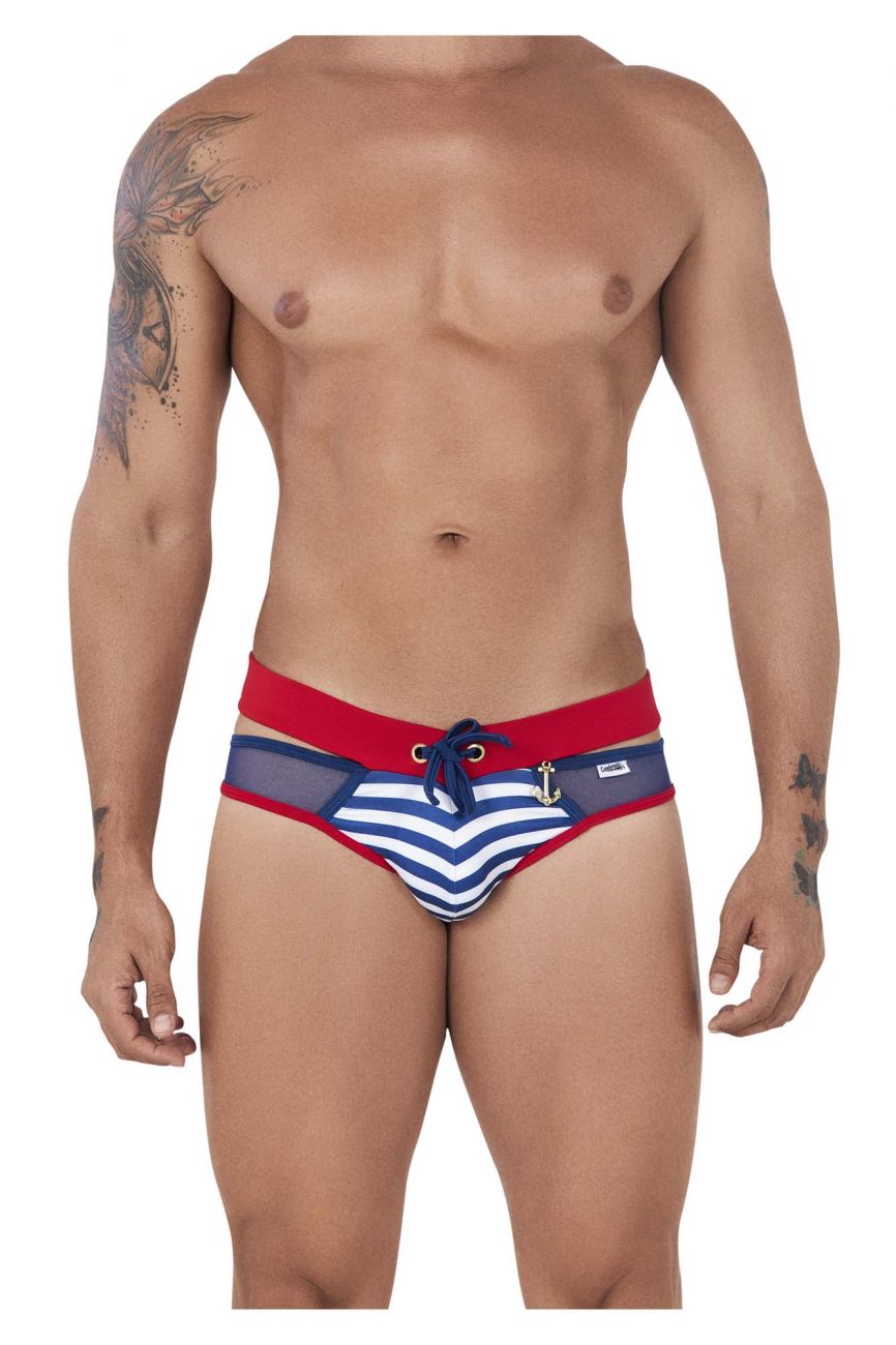 CandyMan 99501 Mesh-Stripes Bikini Navy & Red