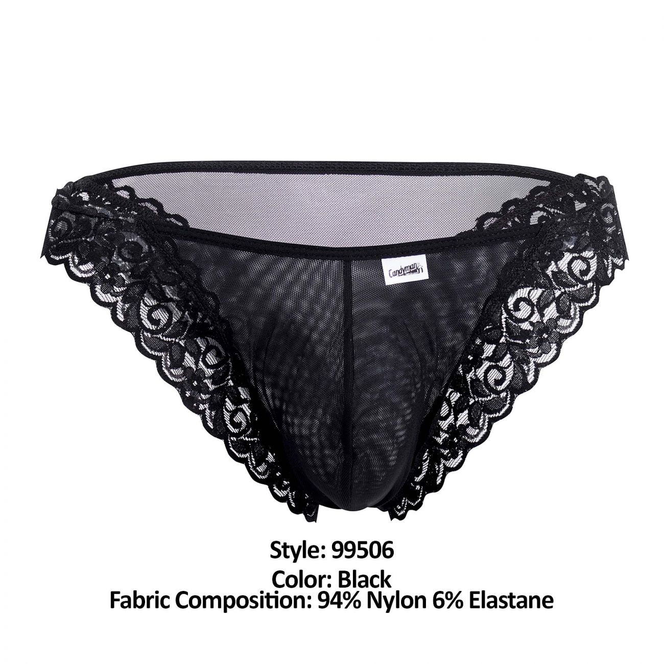 CandyMan 99506 Mesh-Lace Thongs Black