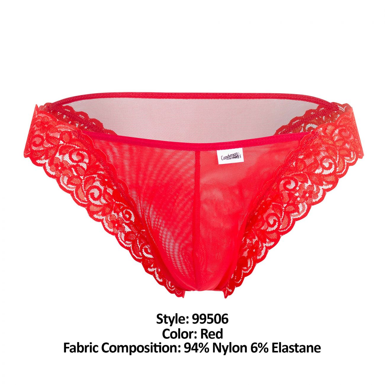 CandyMan 99506 Mesh-Lace Thongs Red
