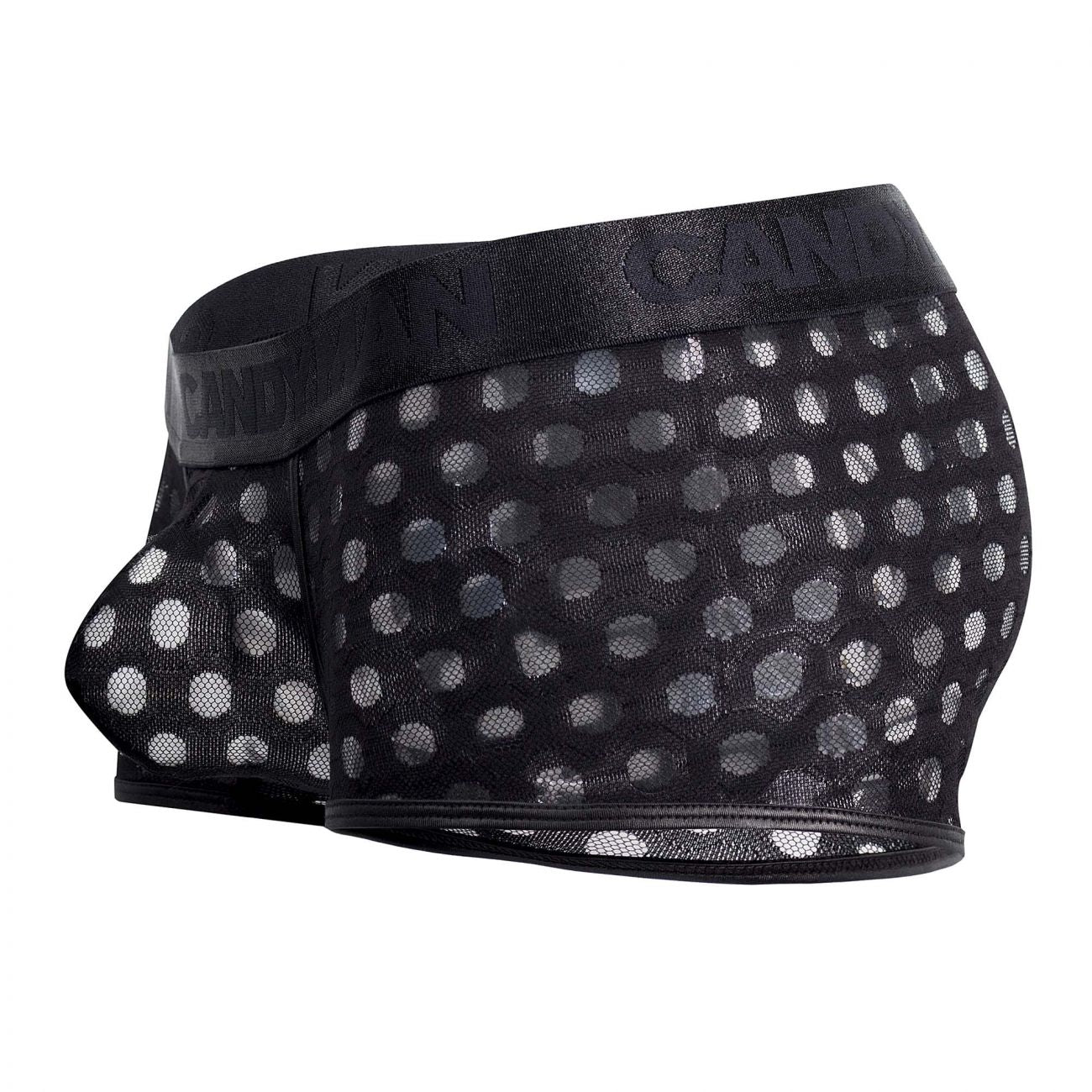 CandyMan 99511X Polka Mesh Trunks Black Plus Sizes