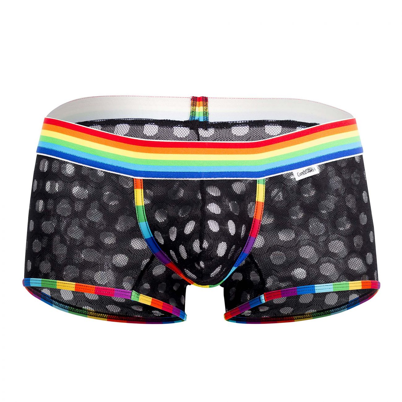 CandyMan 99511 Polka Mesh Trunks Black and Rainbow