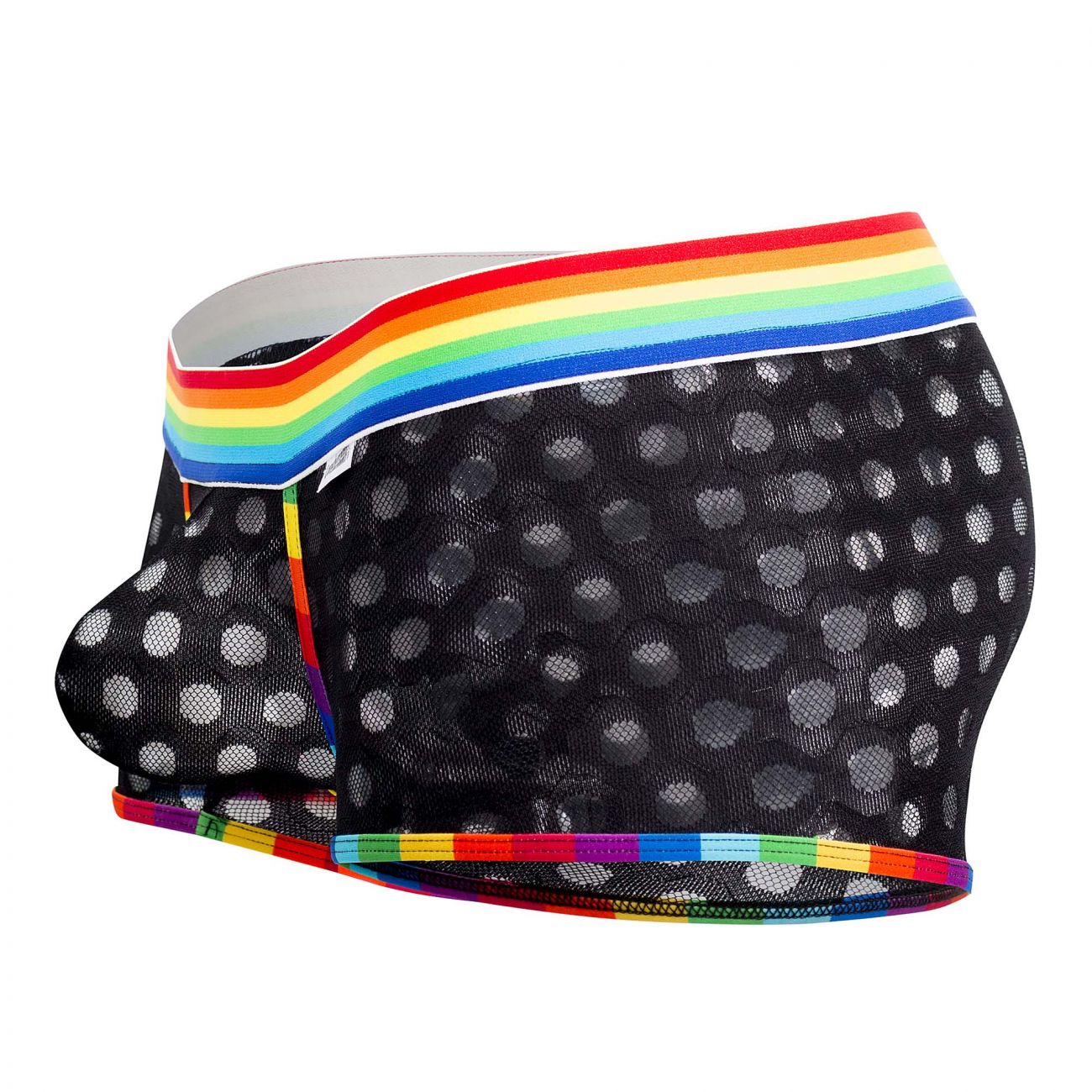 CandyMan 99511 Polka Mesh Trunks Black and Rainbow