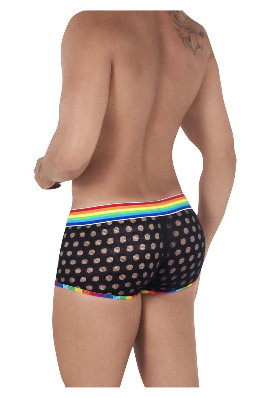 CandyMan 99511 Polka Mesh Trunks Black and Rainbow