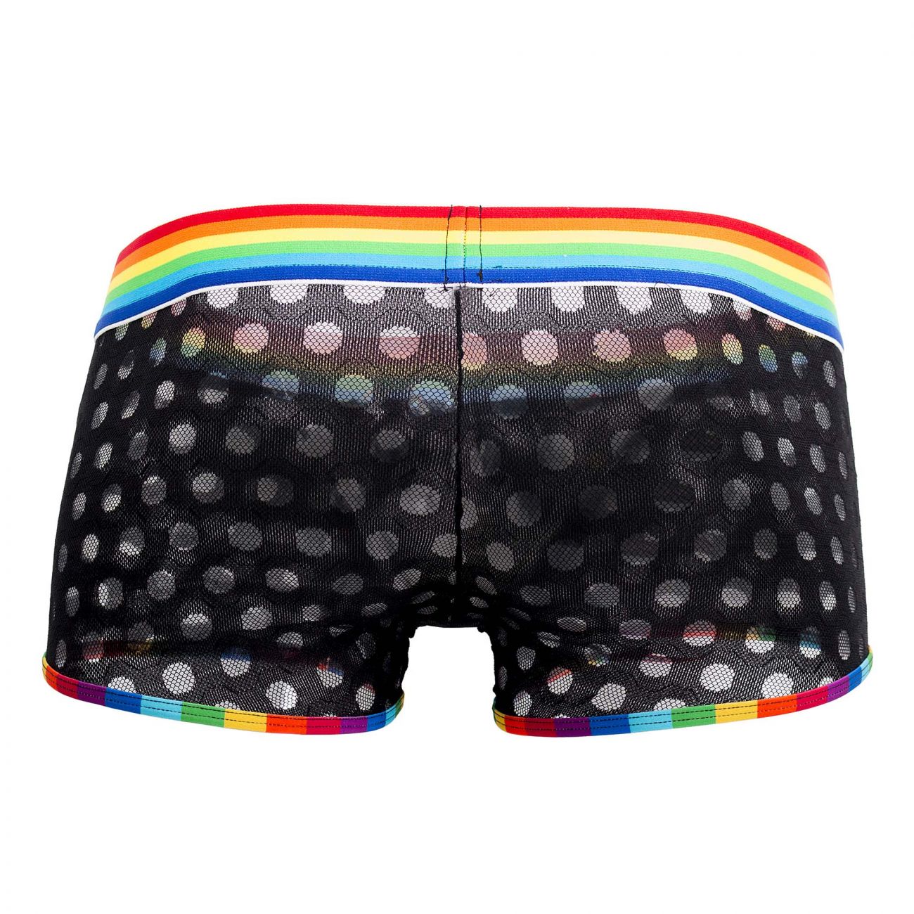 CandyMan 99511 Polka Mesh Trunks Black and Rainbow
