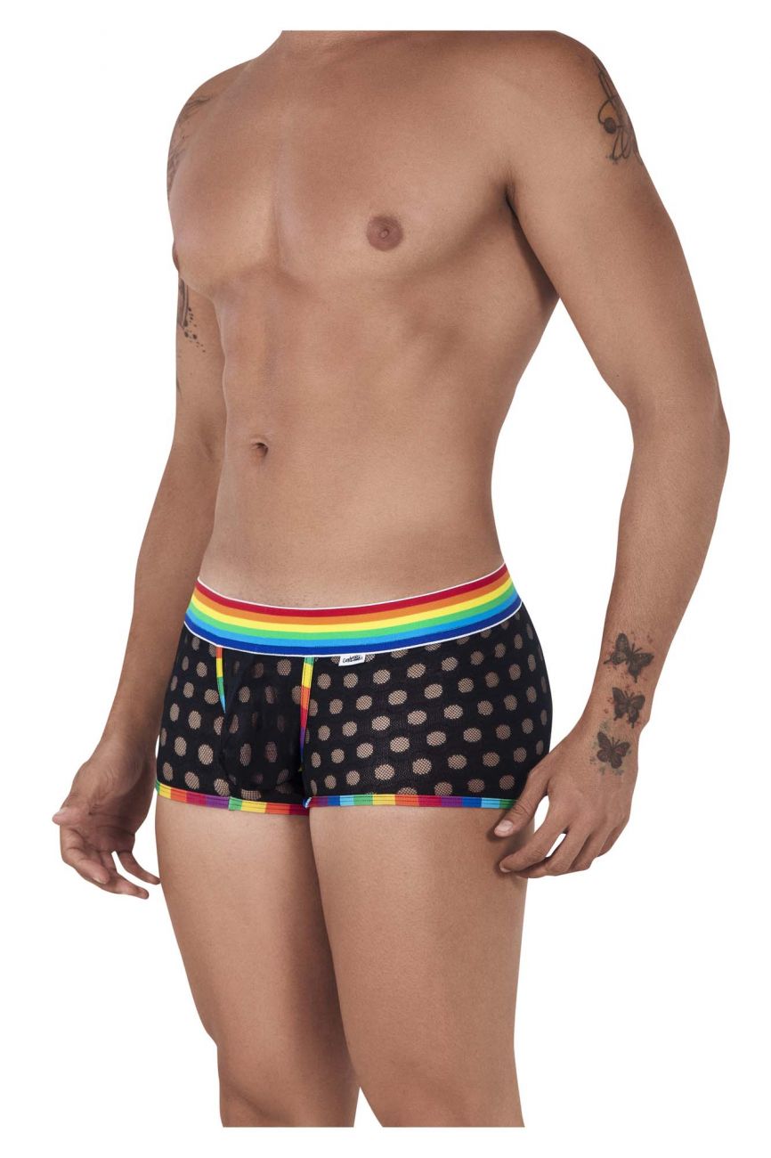 CandyMan 99511 Polka Mesh Trunks Black and Rainbow