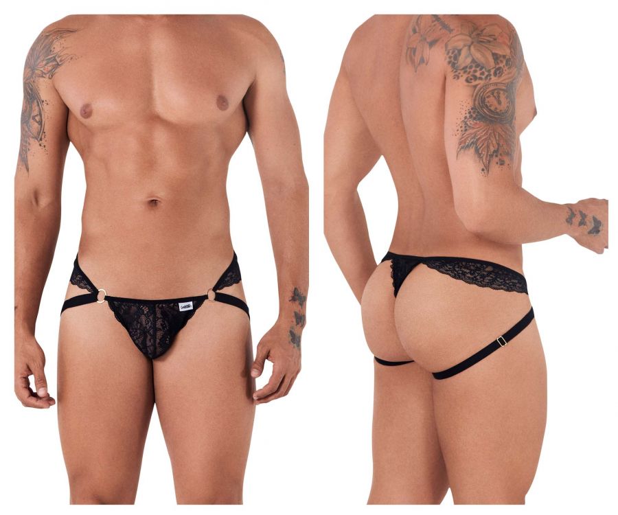 CandyMan 99514 Lace Jockstrap-Thongs Black
