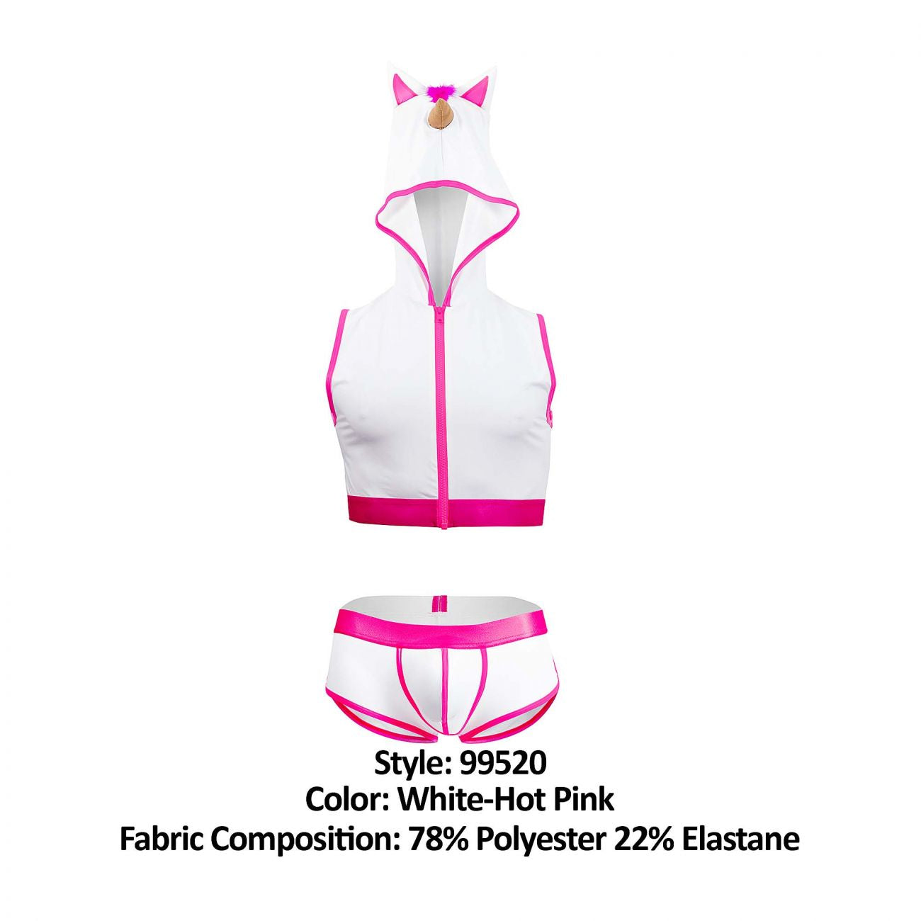 CandyMan 99520 Unicorn Hoodie and Trunks Set White