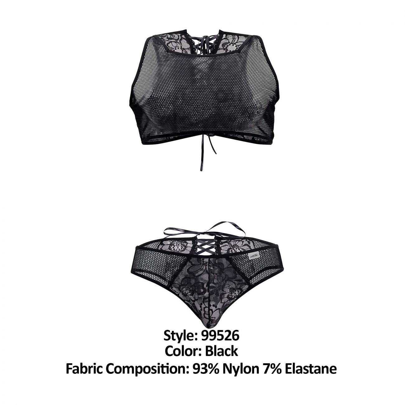 CandyMan 99526 Mesh Top and Bikini Set Black