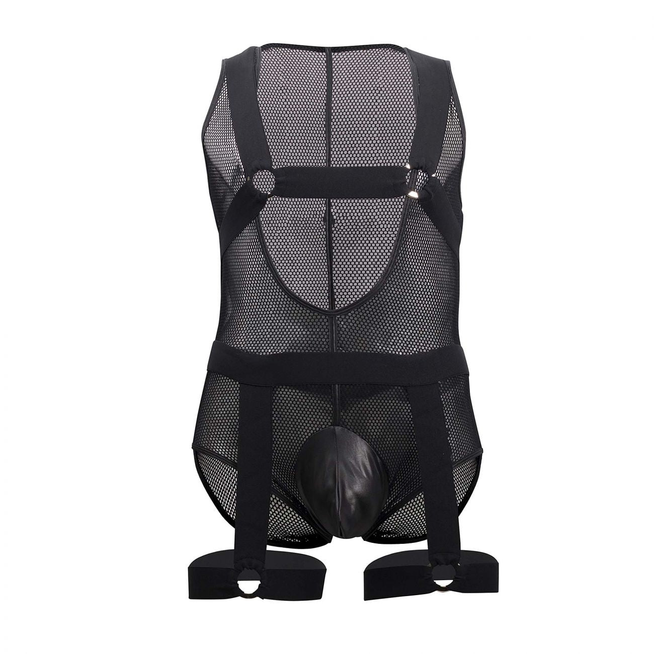 CandyMan 99529 Mesh Garter Bodysuit Black