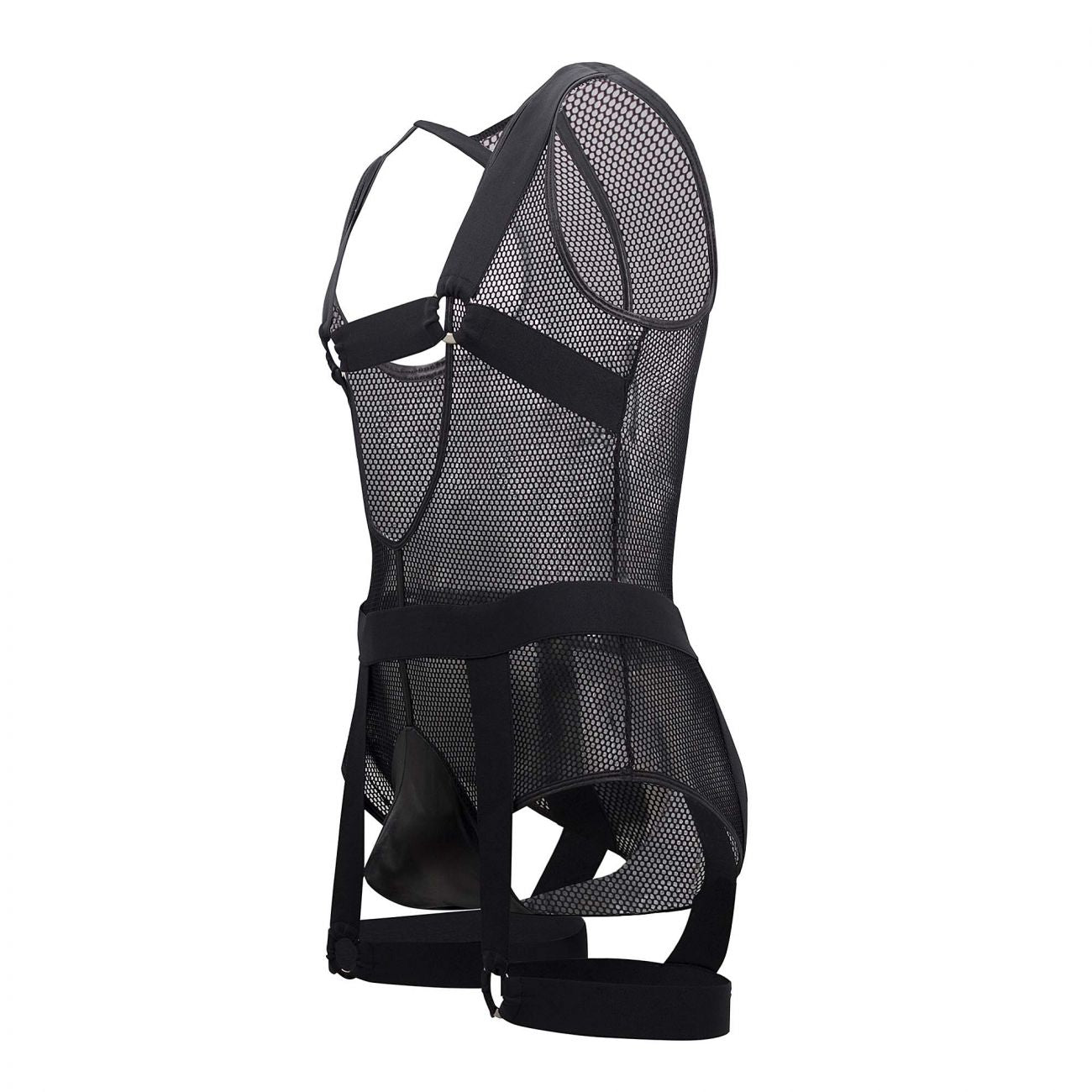 CandyMan 99529 Mesh Garter Bodysuit Black