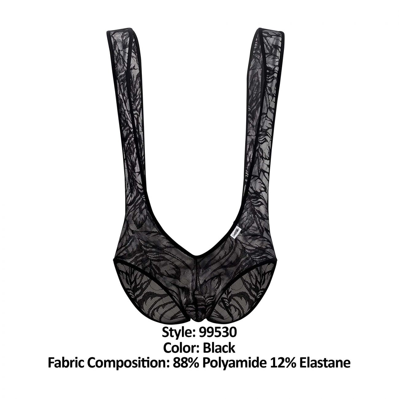 CandyMan 99530 Lace Bodysuit Boyshort Black