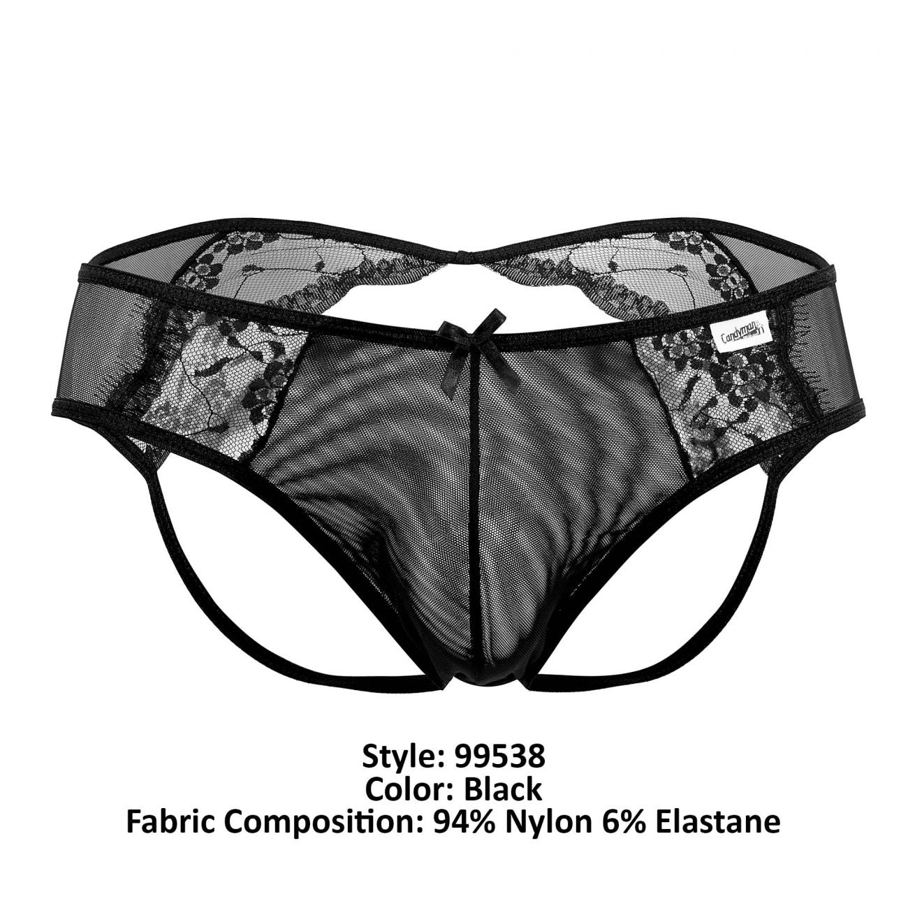 JCSTK - CandyMan 99538 Sexy Lace Jockstrap Black
