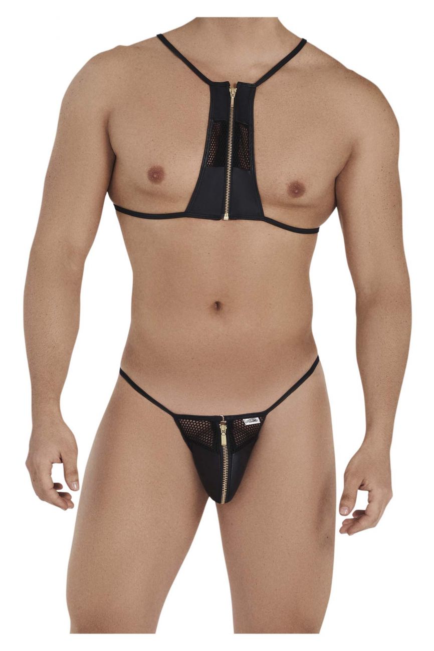 CandyMan 99540 Zipper Bikini-Harness Set Black