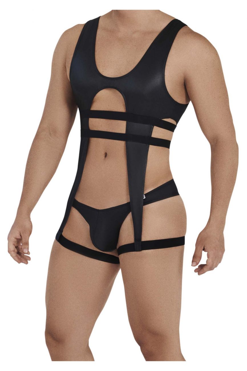 CandyMan 99541 Gladiator Thong Bodysuit Black