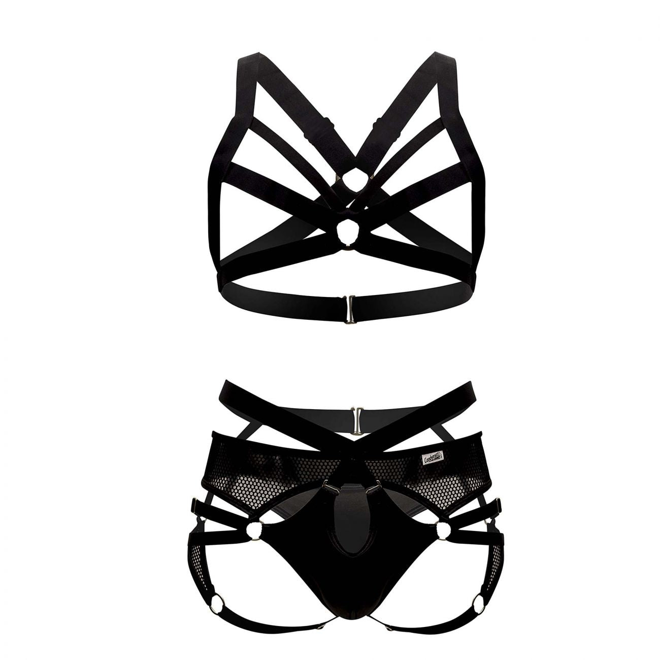 JCSTK - CandyMan 99546 Harness-Thongs Outfit Black