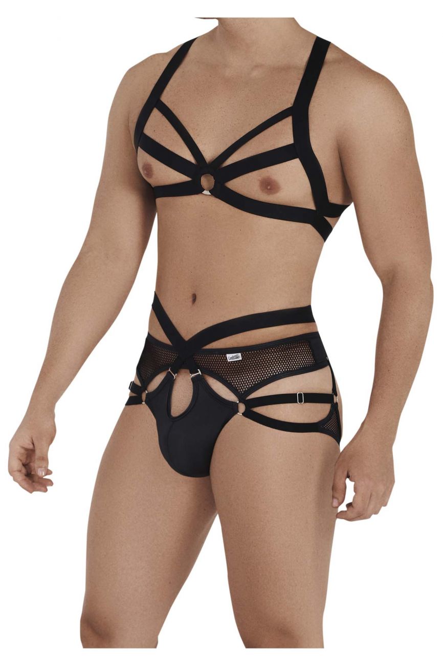 JCSTK - CandyMan 99546 Harness-Thongs Outfit Black