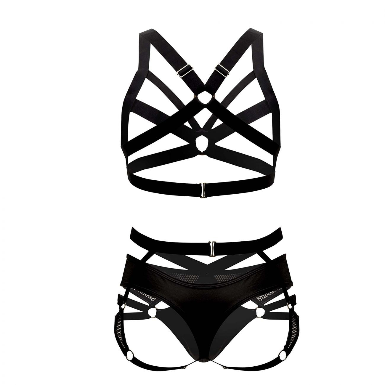 JCSTK - CandyMan 99546 Harness-Thongs Outfit Black