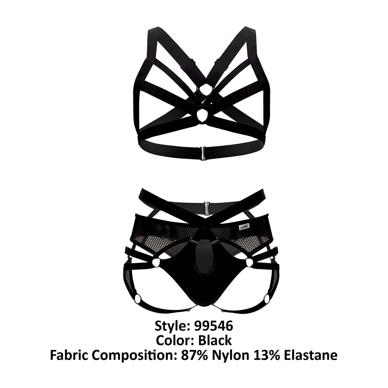 JCSTK - CandyMan 99546 Harness-Thongs Outfit Black