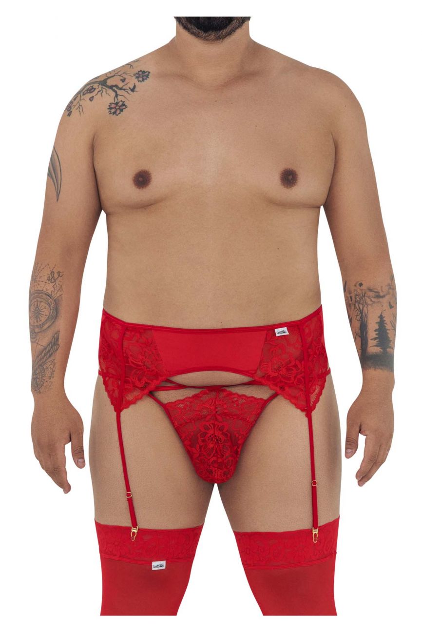 CandyMan 99550X Lace Garter-Jockstrap Red Plus Sizes