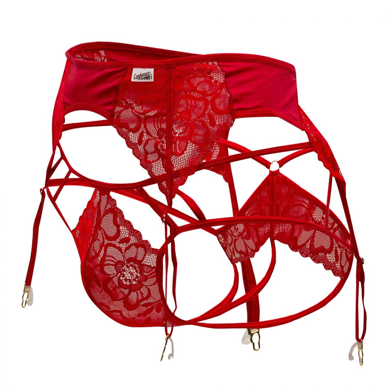 CandyMan 99550X Lace Garter-Jockstrap Red Plus Sizes