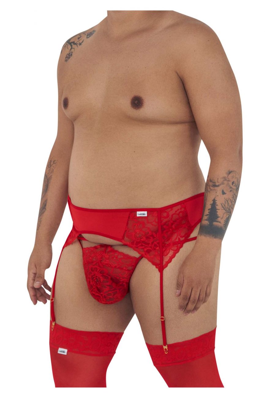 CandyMan 99550X Lace Garter-Jockstrap Red Plus Sizes