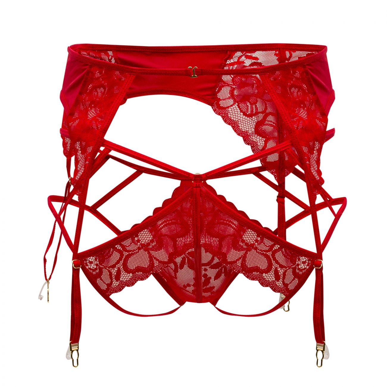 CandyMan 99550X Lace Garter-Jockstrap Red Plus Sizes