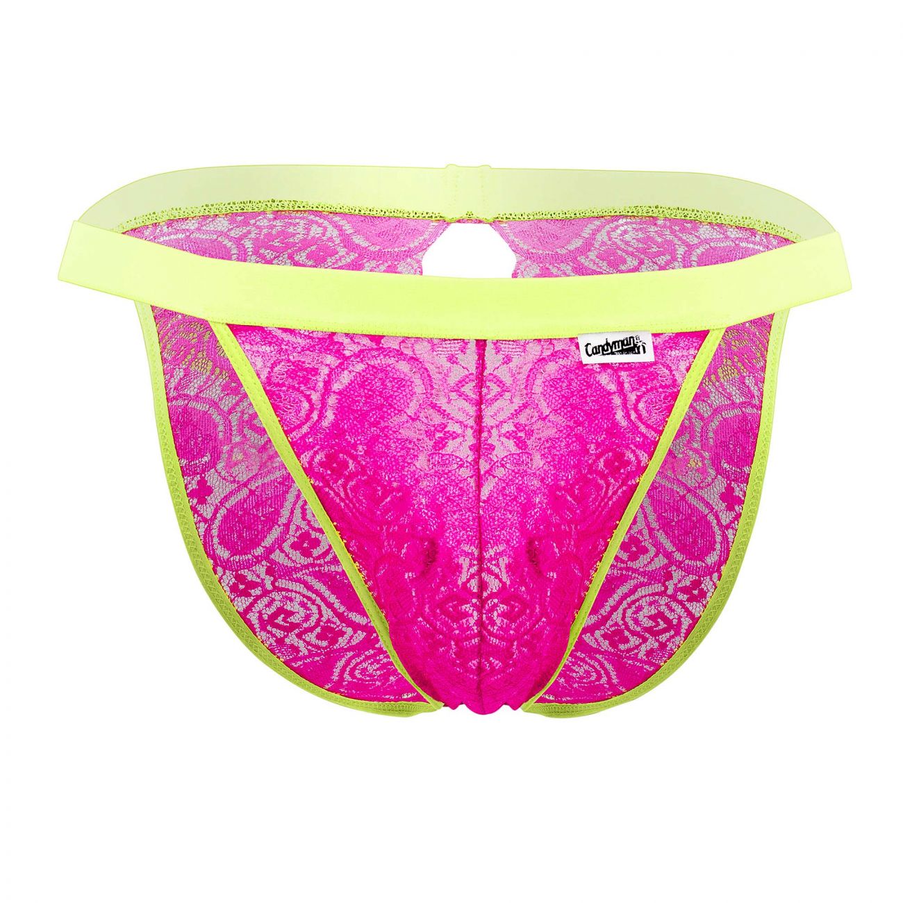 CandyMan 99554 Lace Peekaboo Bikini Hot Pink