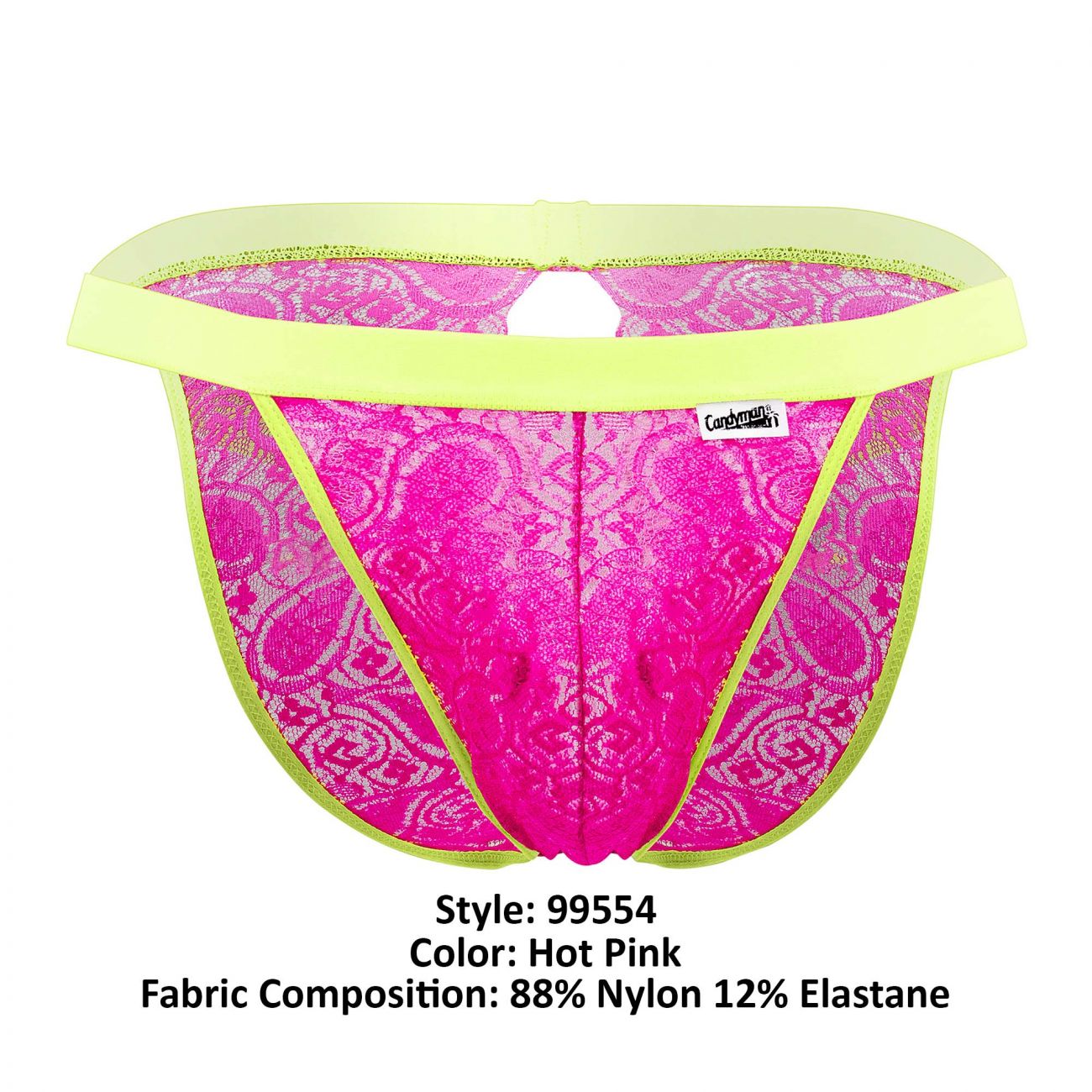 JCSTK - CandyMan 99554 Lace Peekaboo Bikini Hot Pink