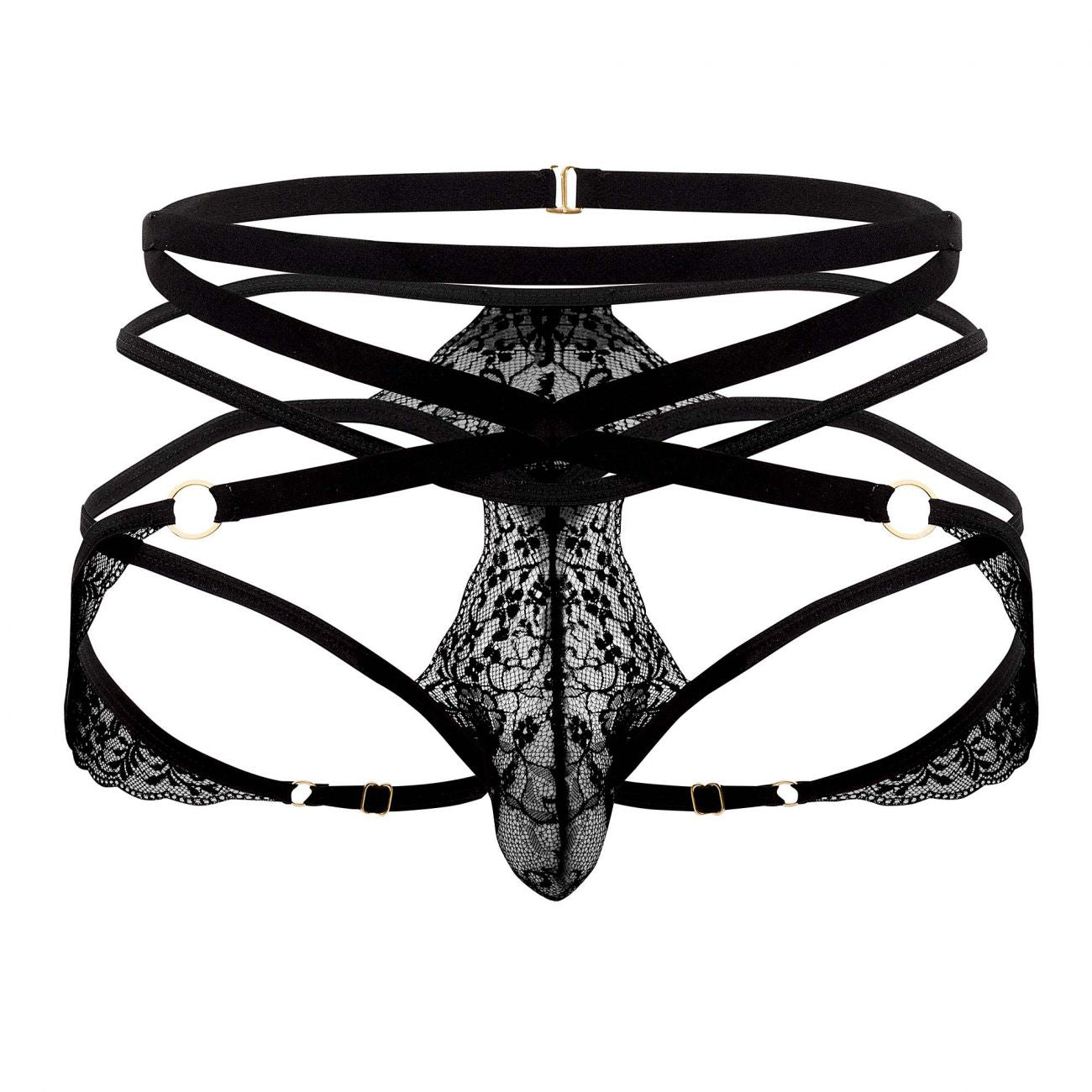 CandyMan 99562 Lace Jockstrap Thongs Black