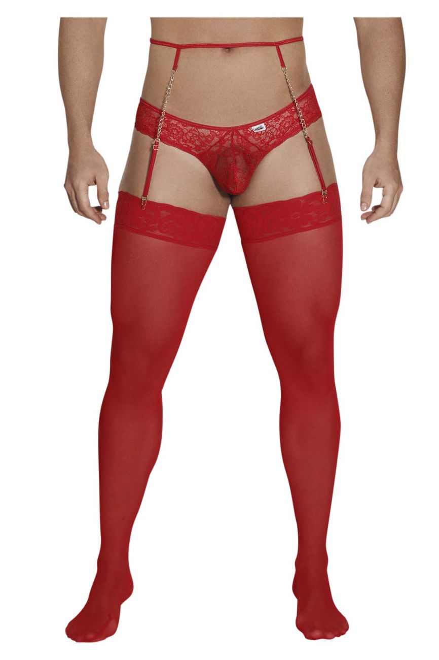 CandyMan 99566 Lace Garter-Jockstrap Outfit Red