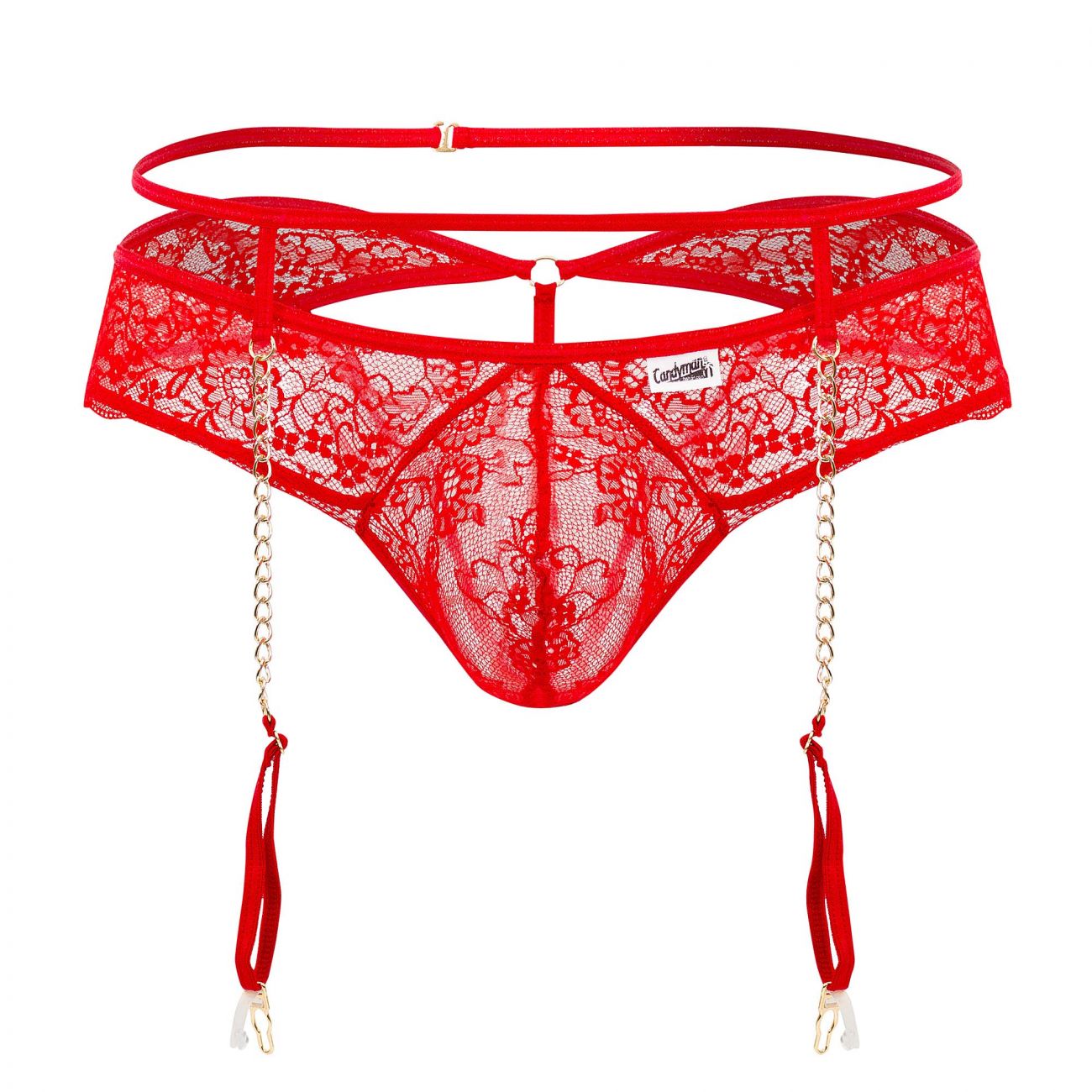 CandyMan 99566 Lace Garter-Jockstrap Outfit Red