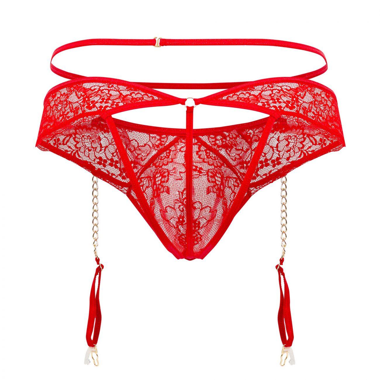 CandyMan 99566 Lace Garter-Jockstrap Outfit Red