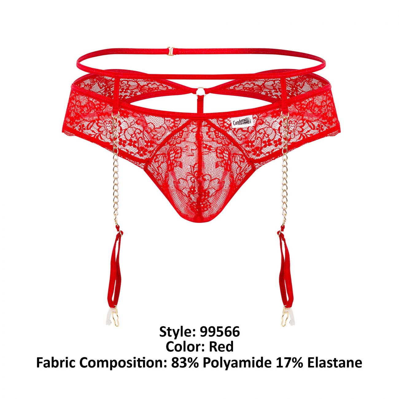 CandyMan 99566 Lace Garter-Jockstrap Outfit Red