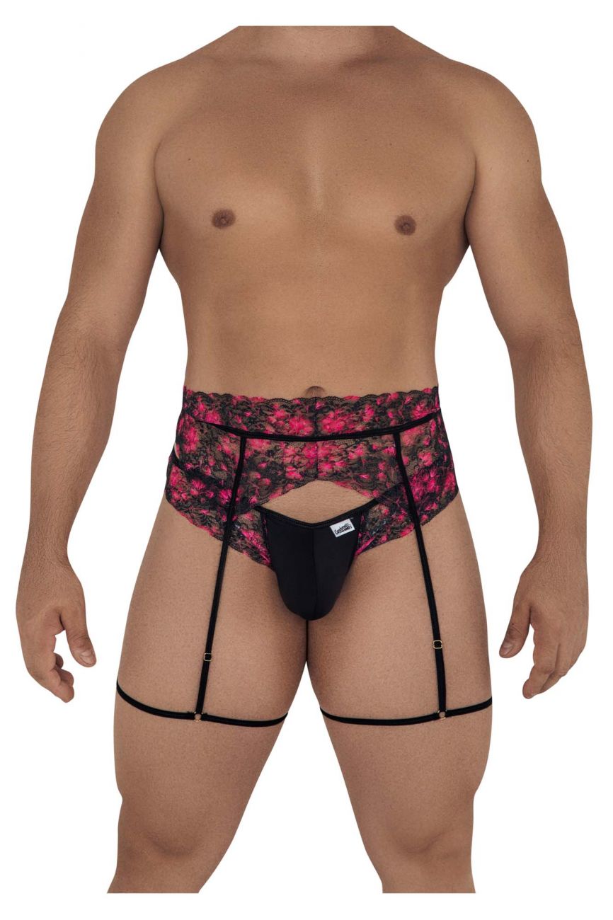 CandyMan 99576 Lace Garter Thongs Black Print