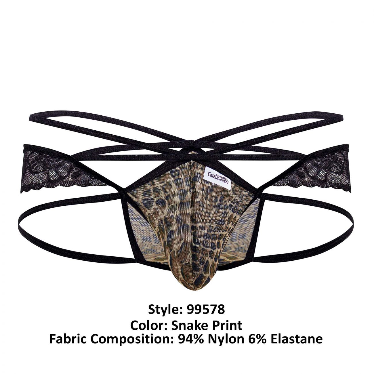 CandyMan 99578 Mesh-Lace Bikini Snake Print