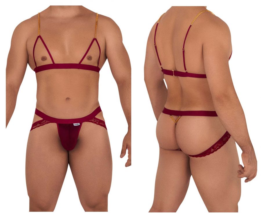 CandyMan 99582 Harness-Jockstrap Outfit Burgundy