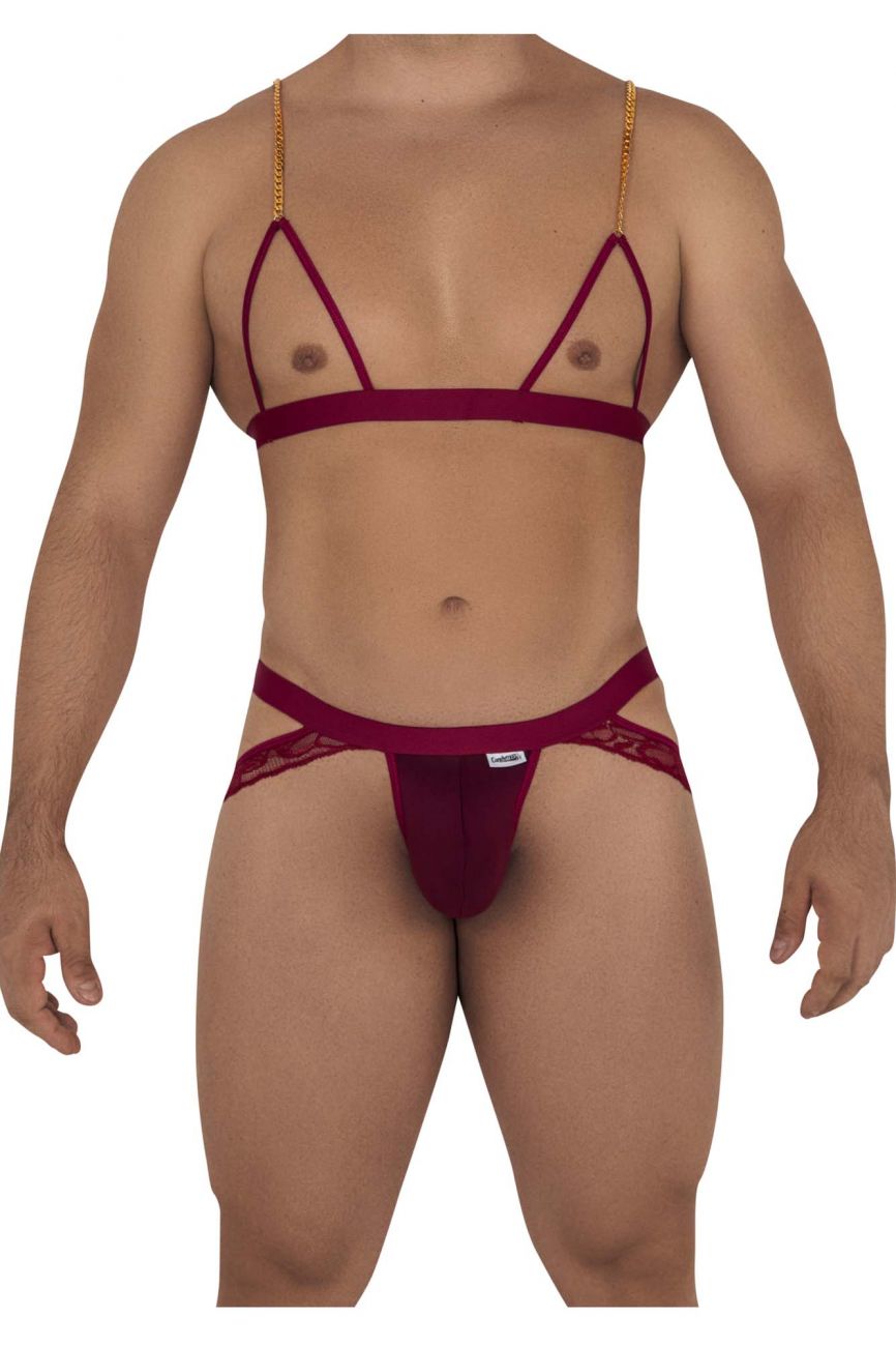 CandyMan 99582 Harness-Jockstrap Outfit Burgundy