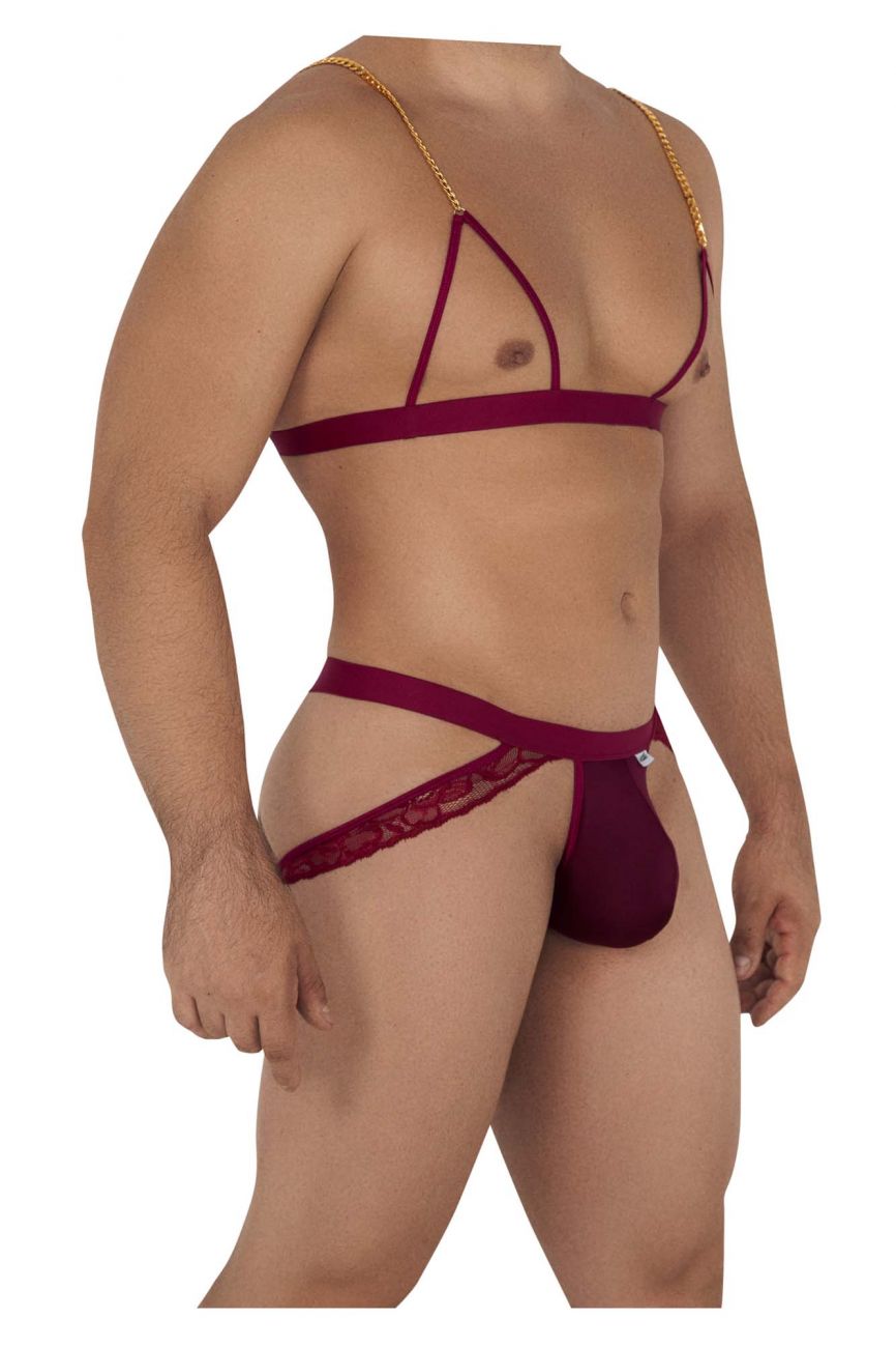 CandyMan 99582 Harness-Jockstrap Outfit Burgundy