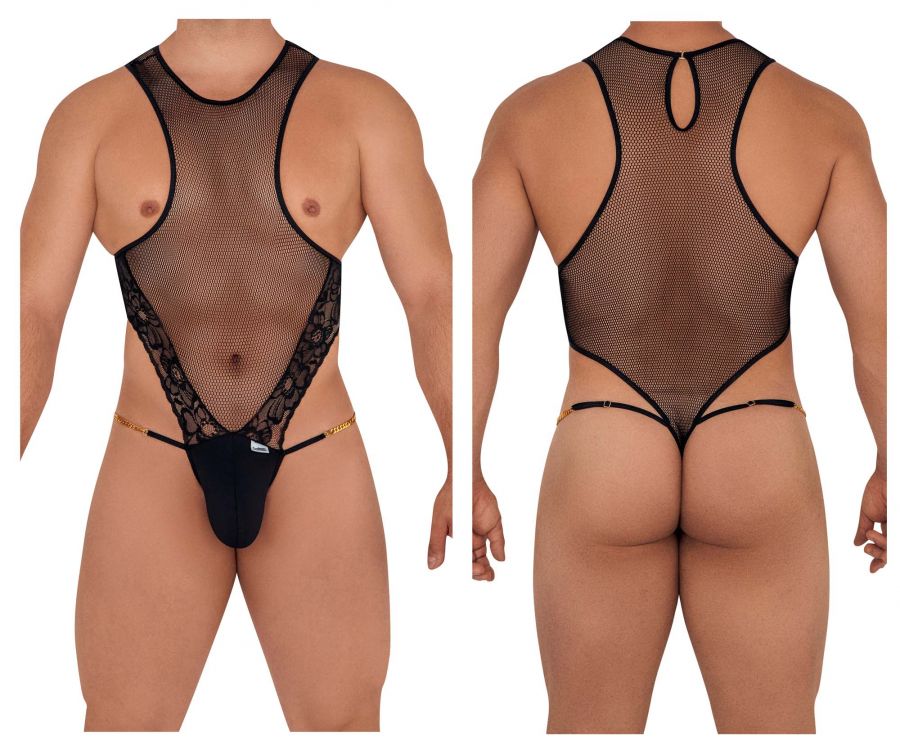 CandyMan 99584 Mesh-Lace Bodysuit Black