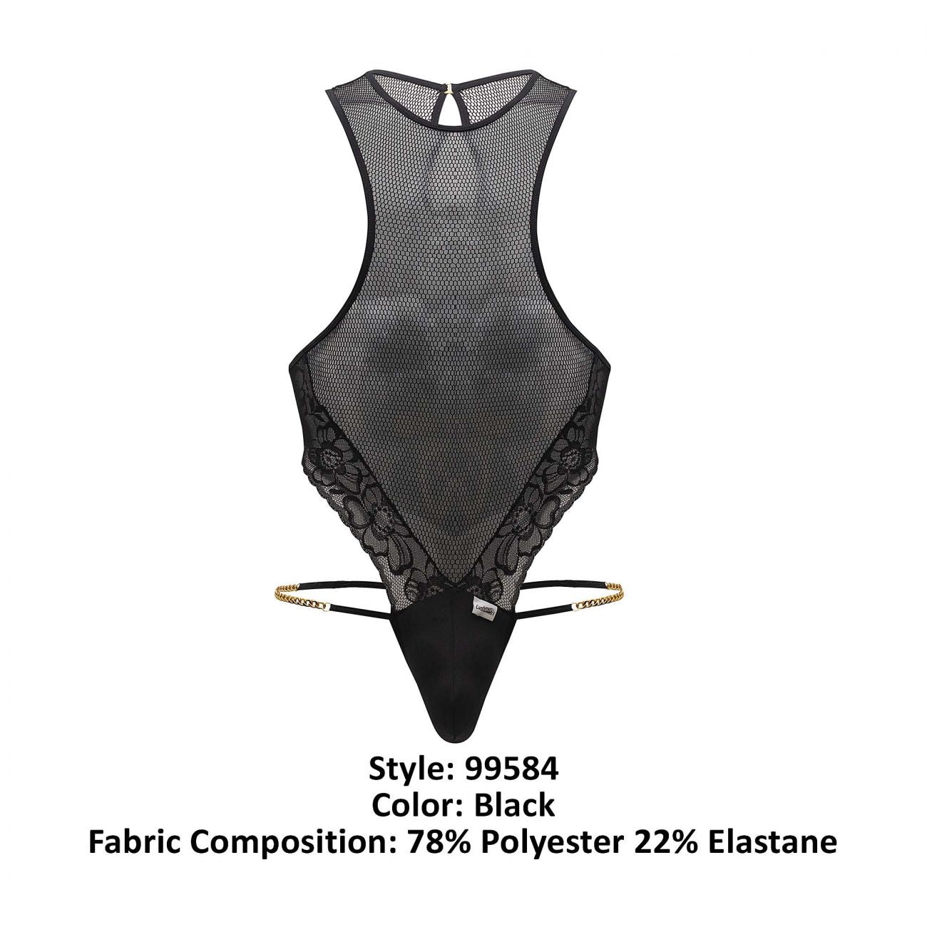 CandyMan 99584 Mesh-Lace Bodysuit Black