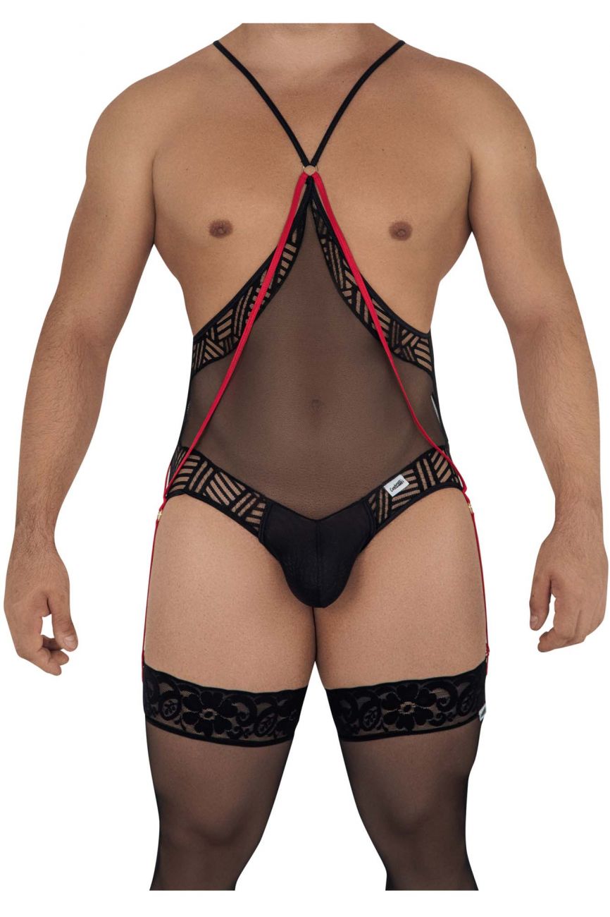 CandyMan 99585 Mesh-Lace Bodysuit Black