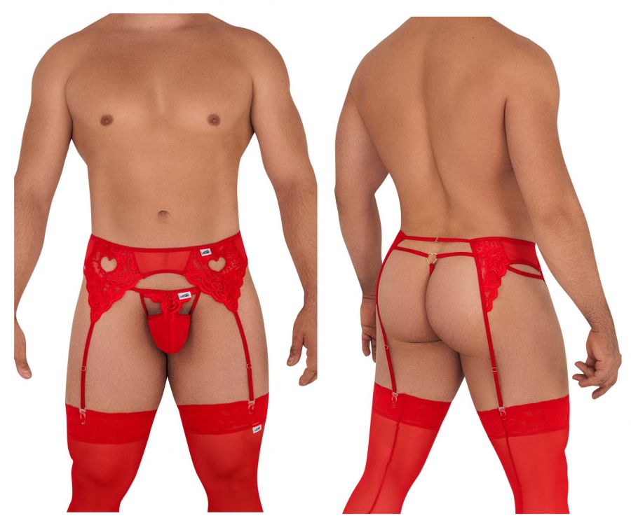 CandyMan 99589 Lace Garter G-String Red