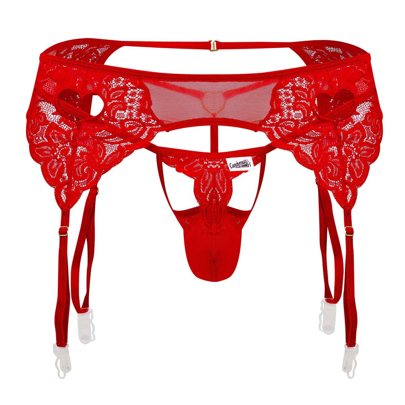 CandyMan 99589 Lace Garter G-String Red