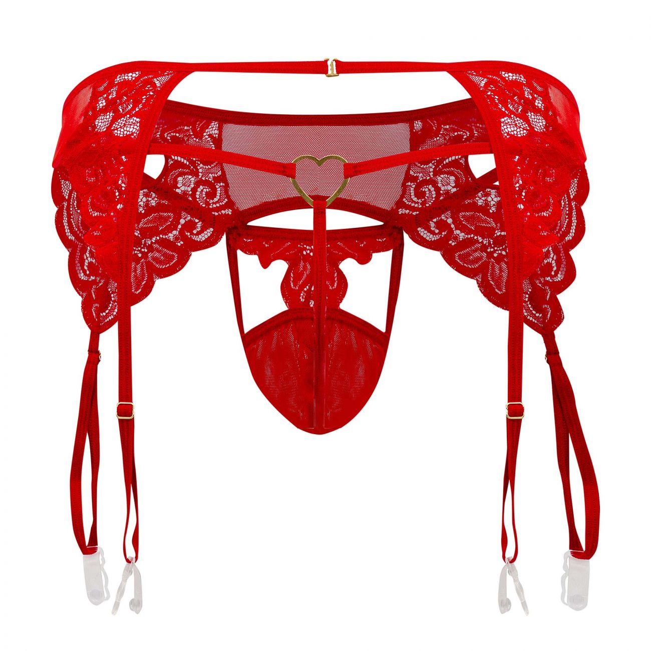 CandyMan 99589 Lace Garter G-String Red