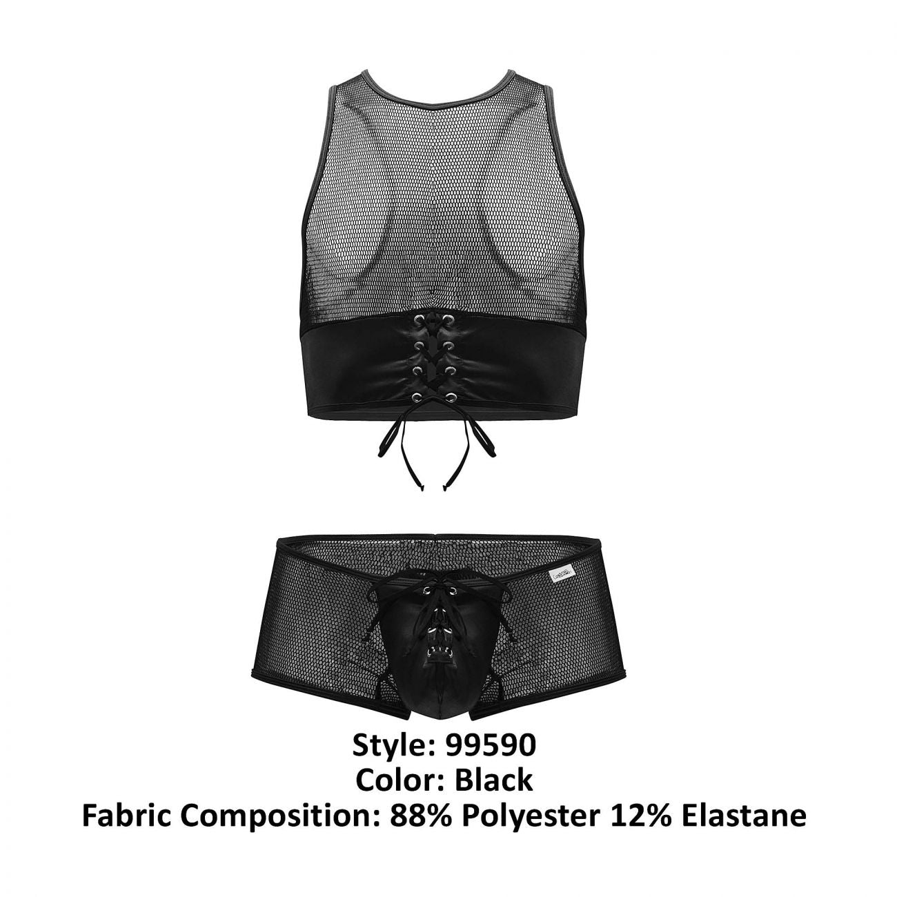 CandyMan 99590 Mesh Top-Trunks Outfit Black
